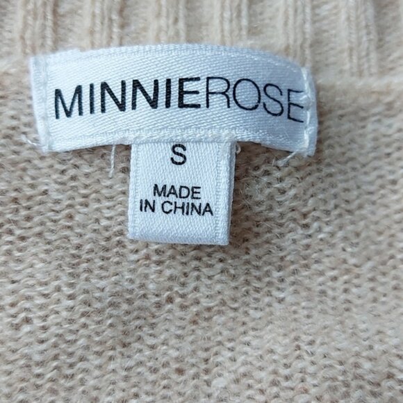 Minnie Rose Cashmere Cream Coloured V Neck Sweater Size Small - Picture 6 of 7